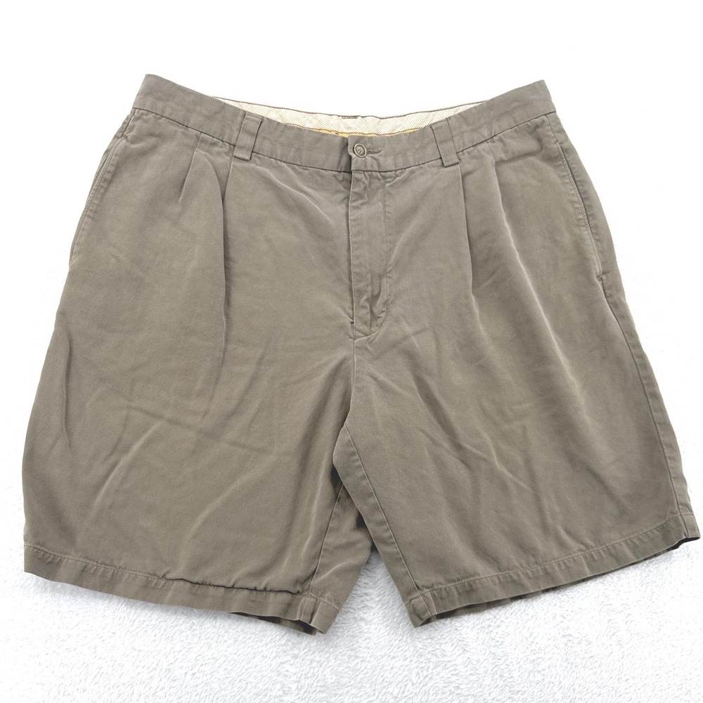 Tommy Bahama Mens Pleated 100% Silk Shorts 36 Brown Olive Luxury Resort Vaca